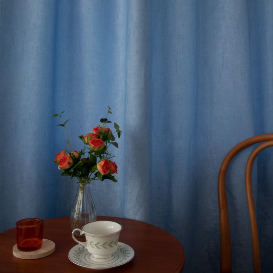 淺藍色薄麻窗簾 - ZEYA Curtain